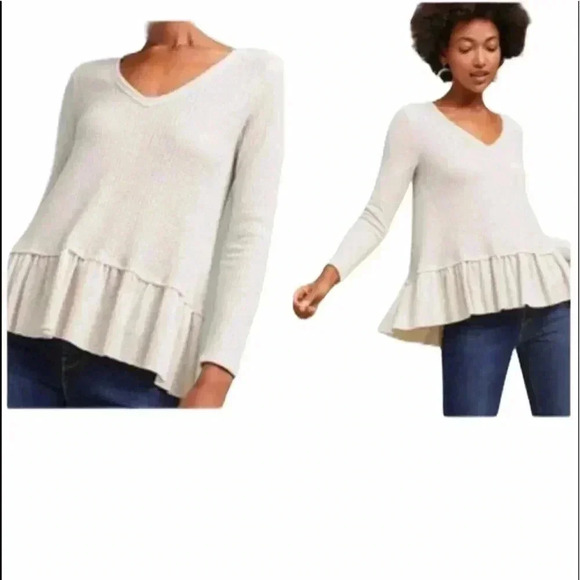 Eri + Ali Thermal Knit Peplum Tunic Sz S—C1 - Picture 1 of 7